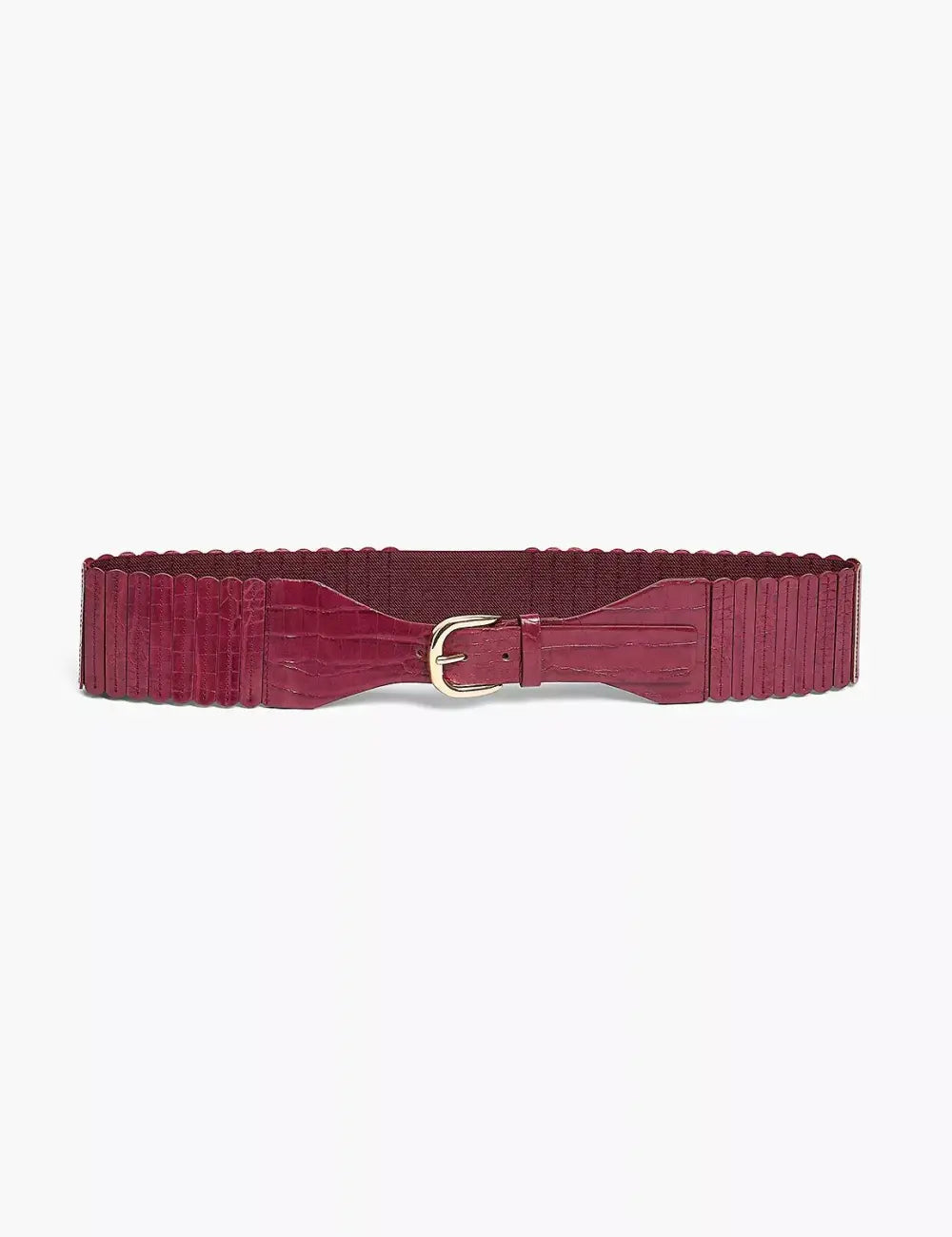 Faux-Leather Stretch Accordion Waist Belt