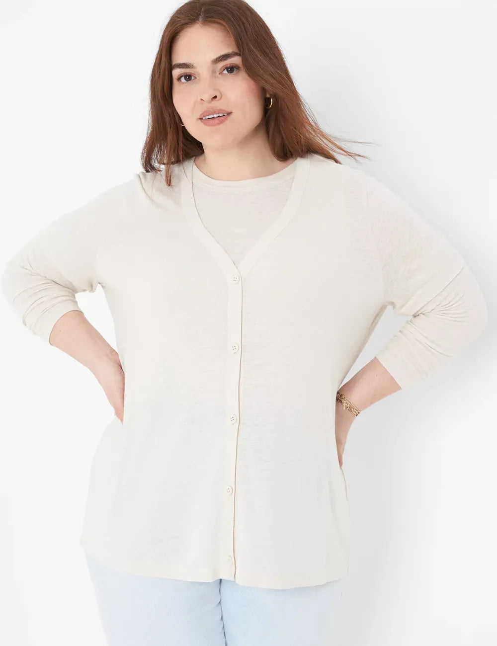 Button-Front Linen Overpiece