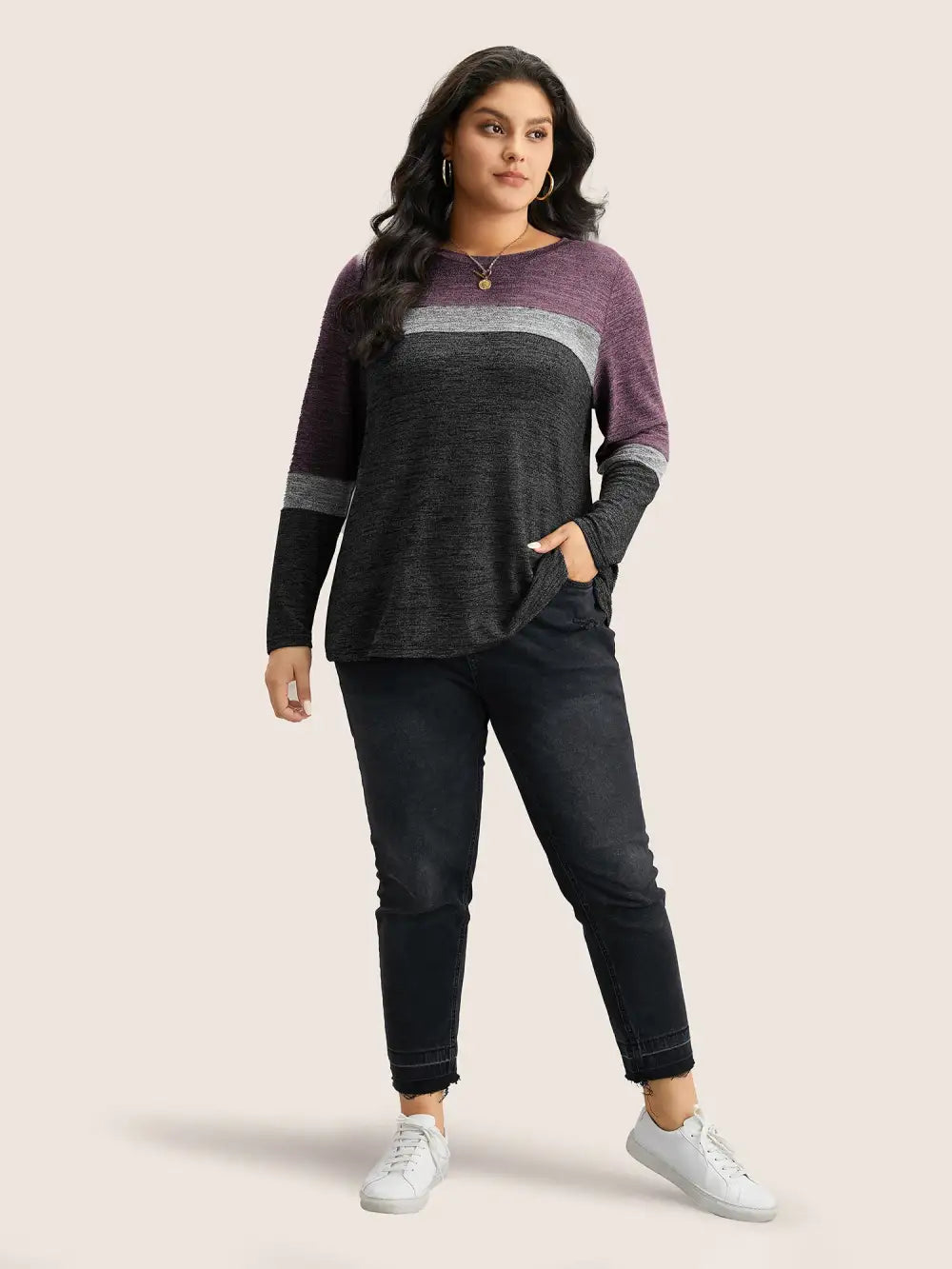 Heather Colorblock Contrast Crew Neck T-Shirt