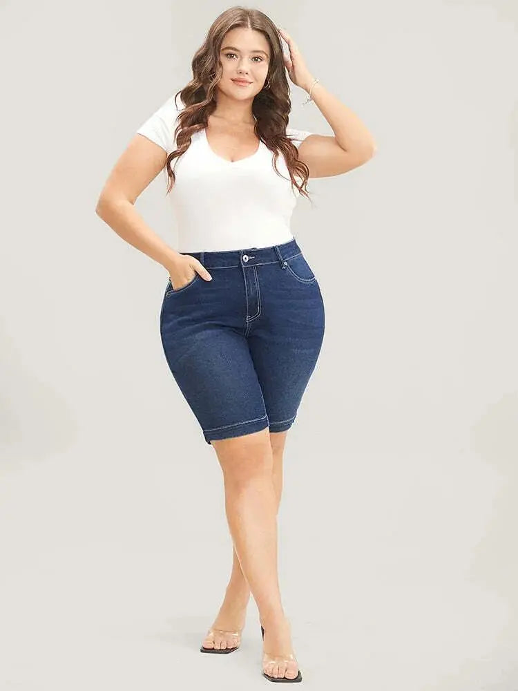 4 Pack Very Stretchy High Rise Dark Wash Denim Shorts