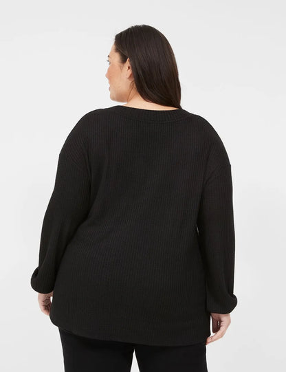 Blouson-Sleeve V-Neck Waffle Tunic