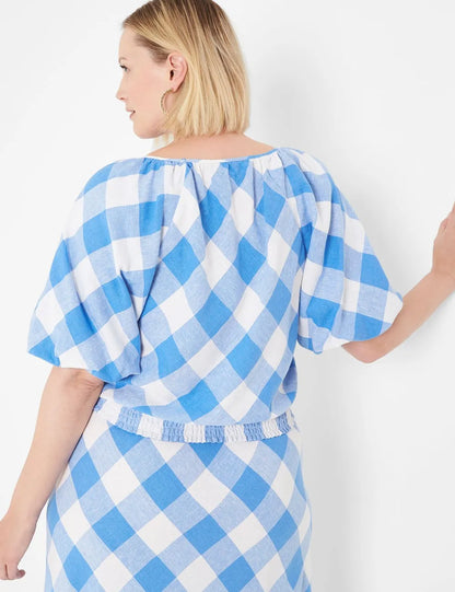 Crop Balloon-Sleeve Top