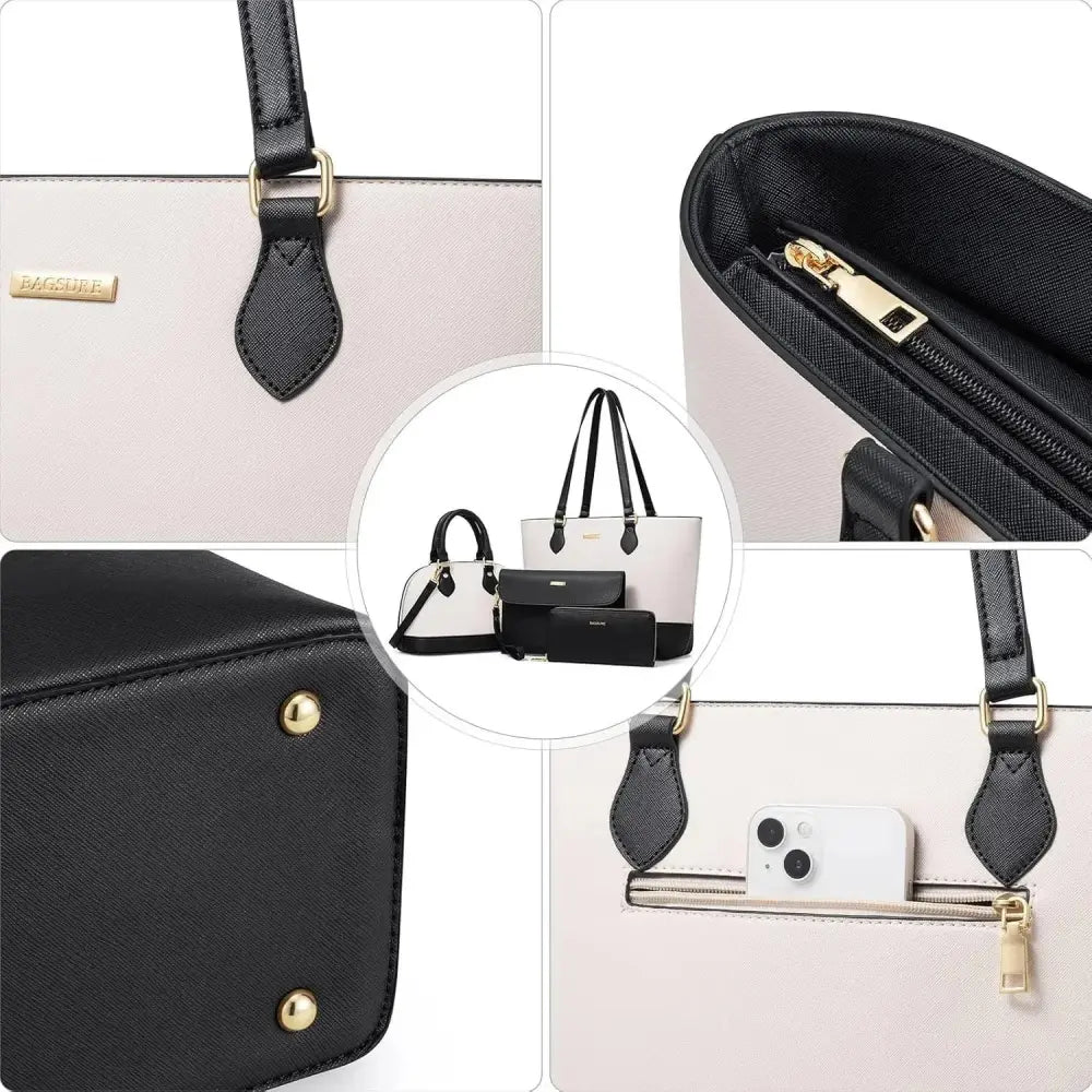 4PCS Women Fashion Handbags Purses Wallet Tote Shoulder Bags
