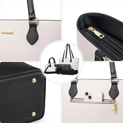 4PCS Women Fashion Handbags Purses Wallet Tote Shoulder Bags