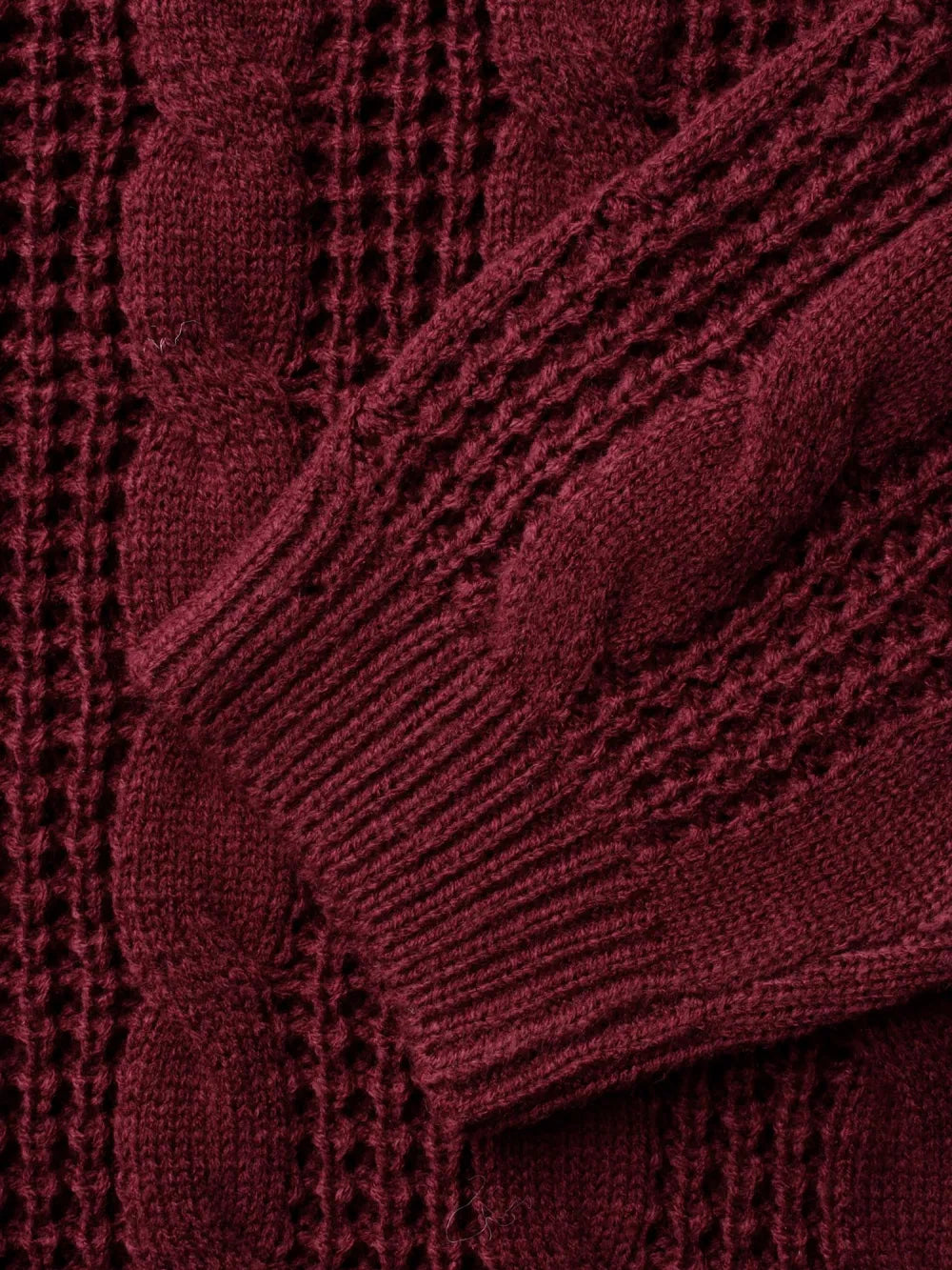 Turtleneck Cable Knit Curved Hem Pullover