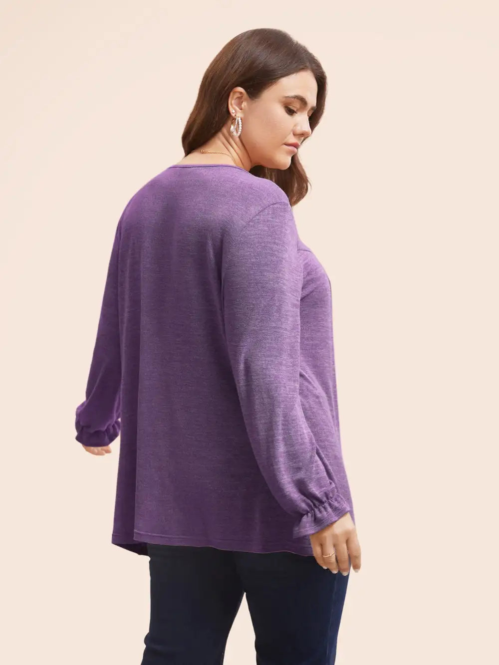 Round Neck Heather Pleated T-Shirt