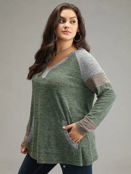 Contrast Pocket Raglan Sleeve T-Shirt