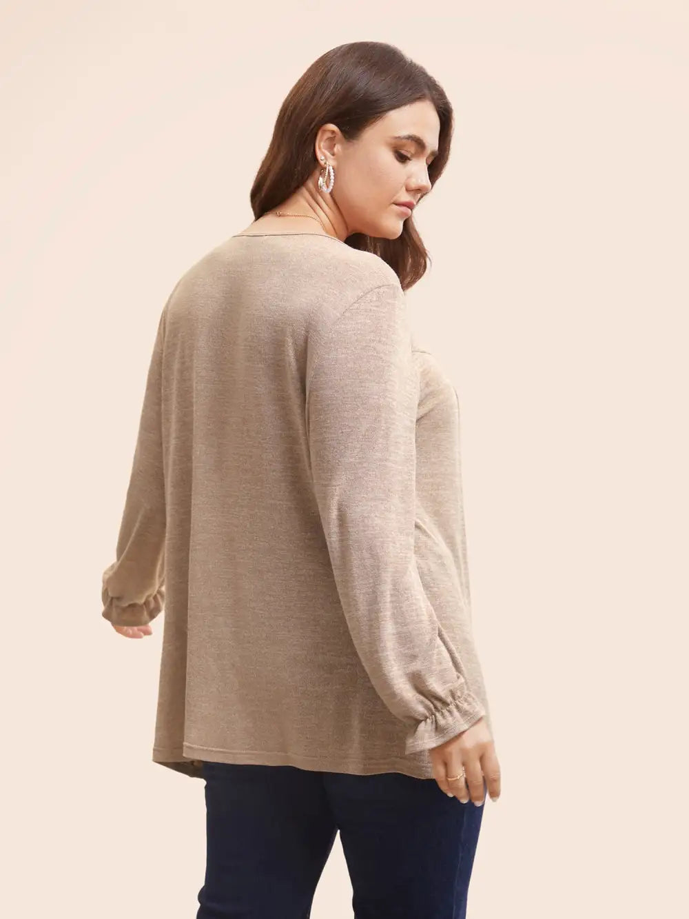Round Neck Heather Pleated T-Shirt