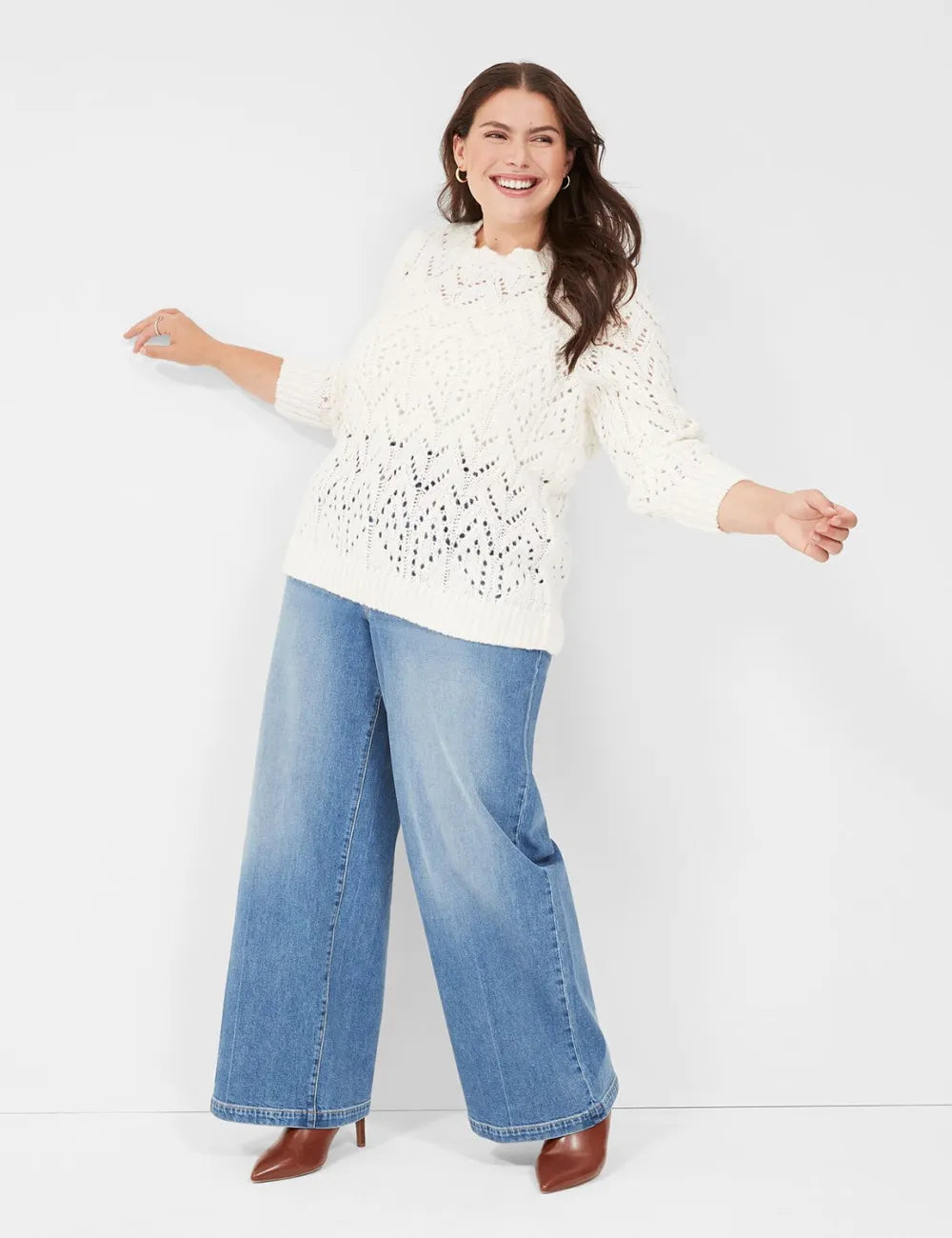 Ornate-Stitch Crew-Neck Sweater