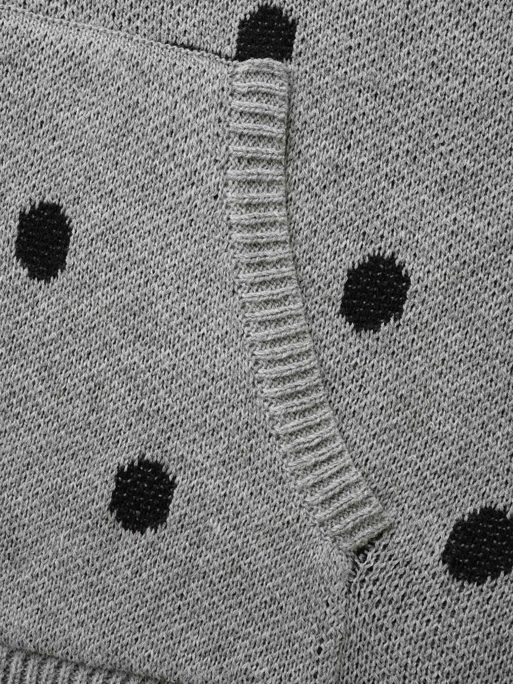 Polka Dot Hooded Patch Pocket Pullover