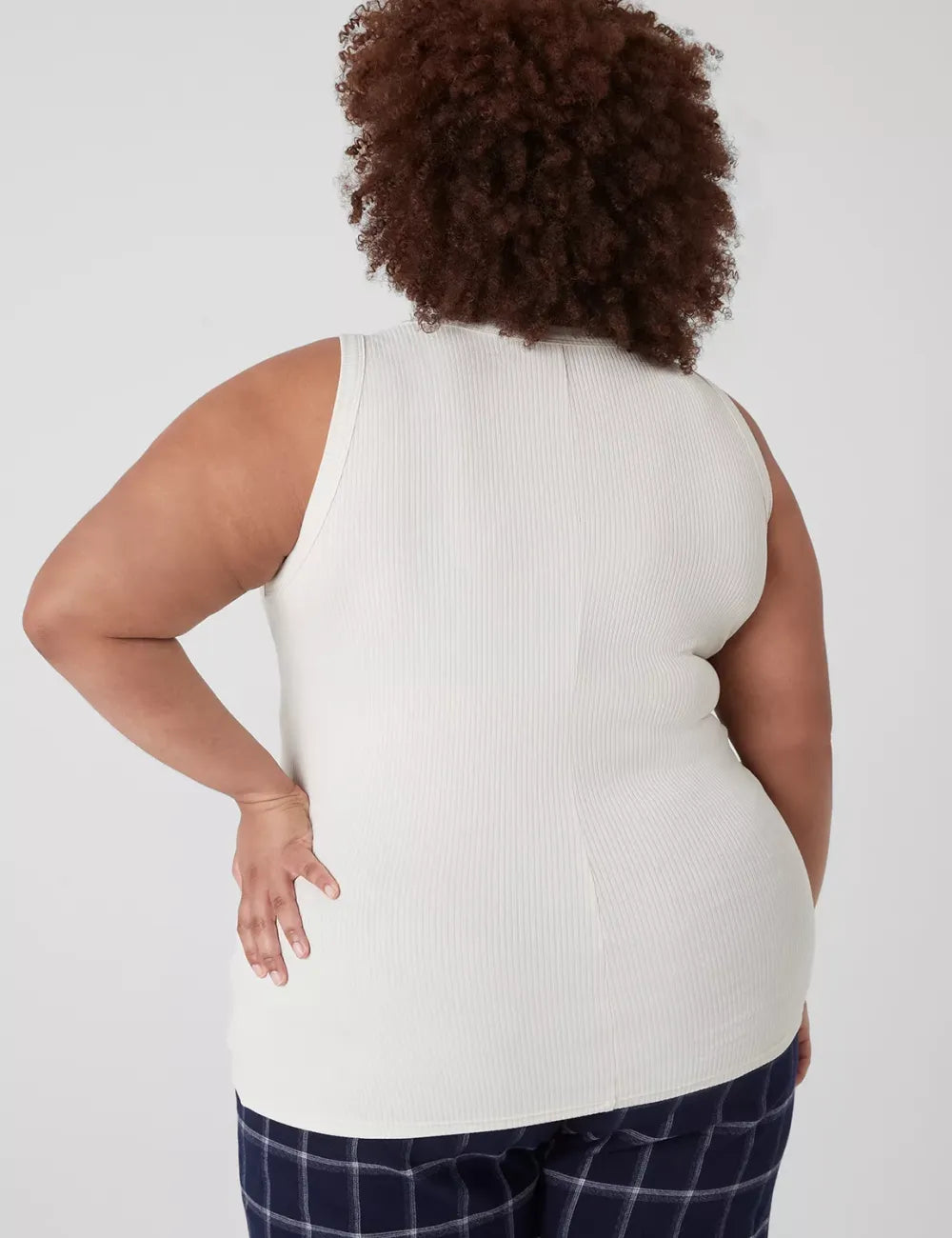 Fitted High-Neck Ribbed Tank