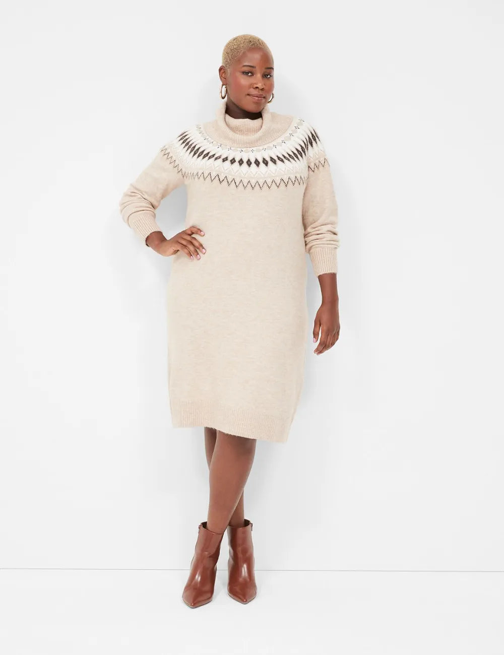 Lurex Fair Isle Sweater Dress
