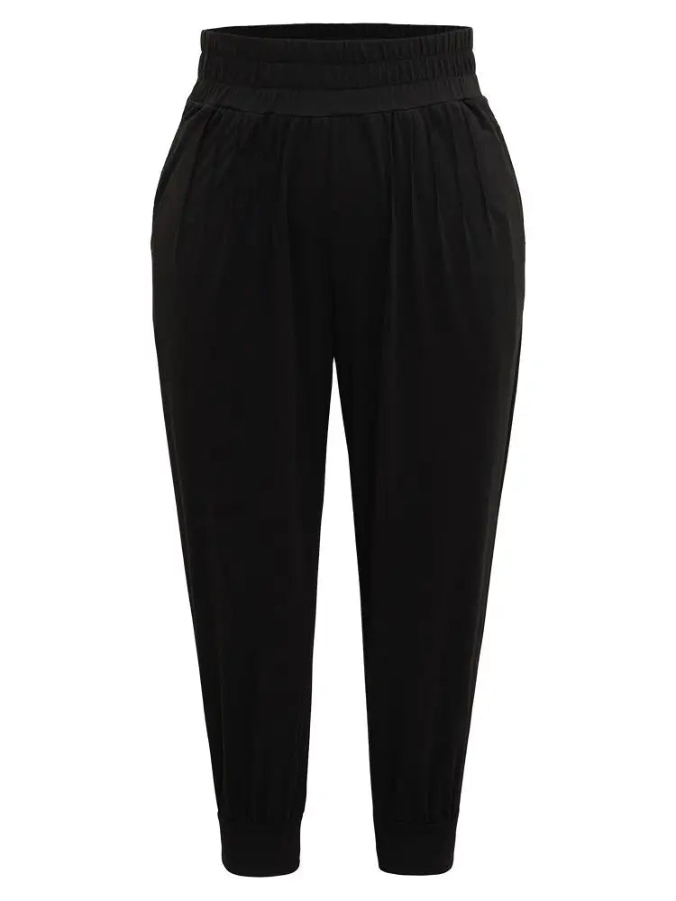 Solid Shirred Pocket Harem Sweatpants