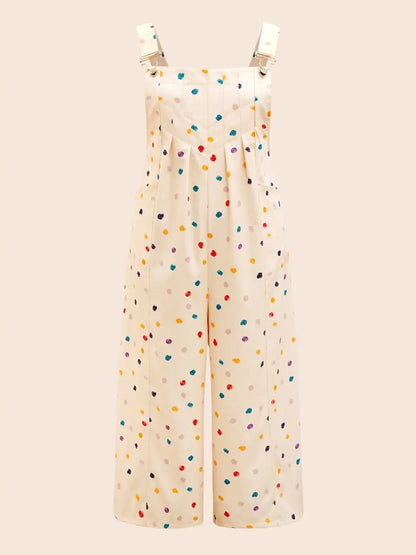 Painted Polka Dot Adjustable Straps Jumpsuit