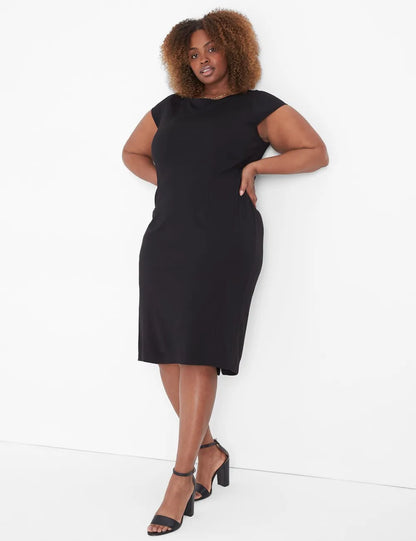 Cap-Sleeve Boatneck Sheath Dress