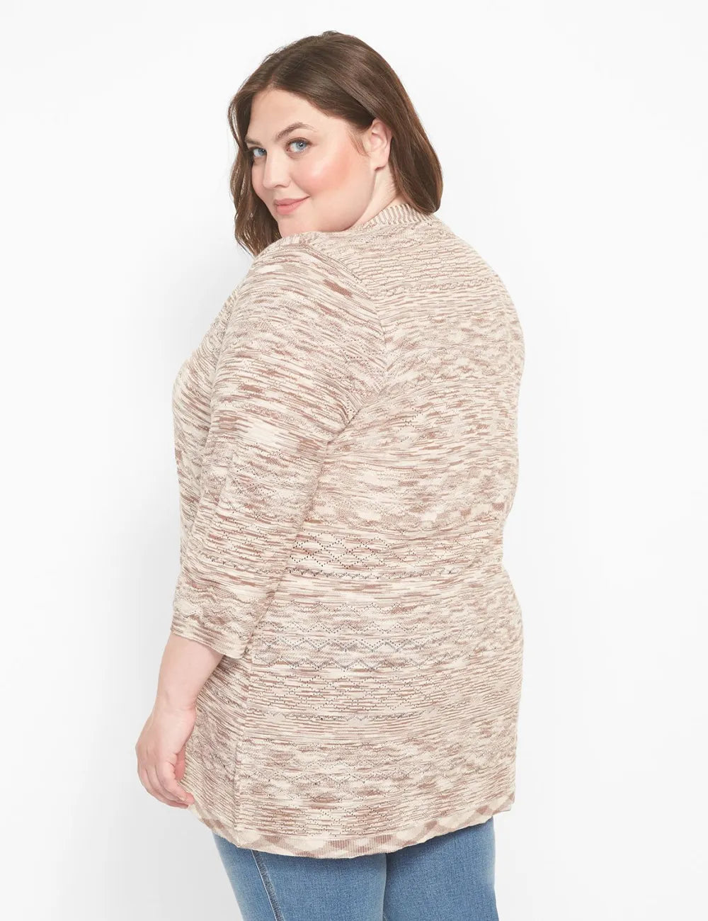 Classic 3/4-Sleeve Open-Front Pointelle Overpiece