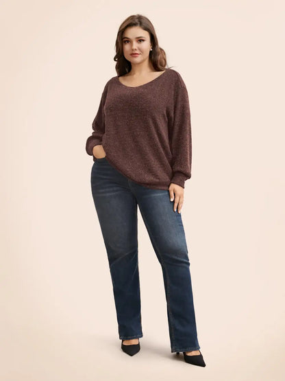 Textured Off Shoulder Drop Shoulder Sleeve Sweatshirt