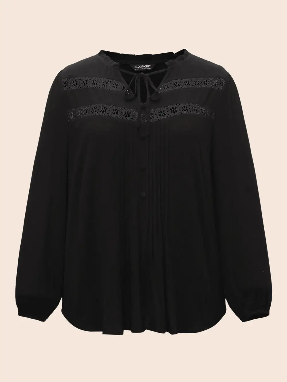Lace Patchwork Pleated Ruffles Blouse
