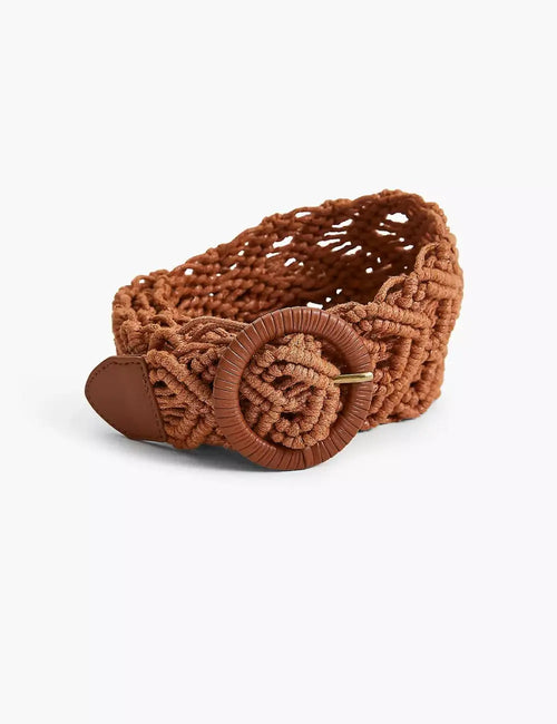 Faux-Leather Macrame Belt