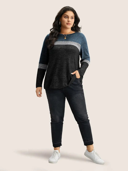 Heather Colorblock Contrast Crew Neck T-Shirt