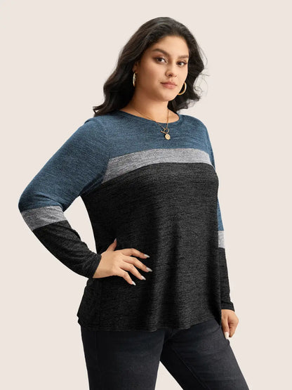 Heather Colorblock Contrast Crew Neck T-Shirt