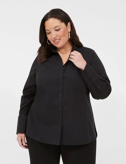 Button-Front No-Peek Girlfriend Shirt
