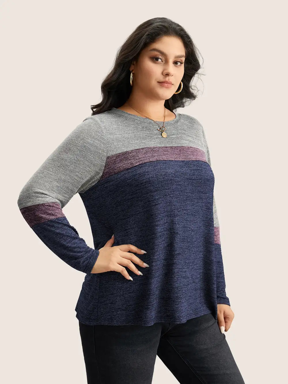 Heather Colorblock Contrast Crew Neck T-Shirt