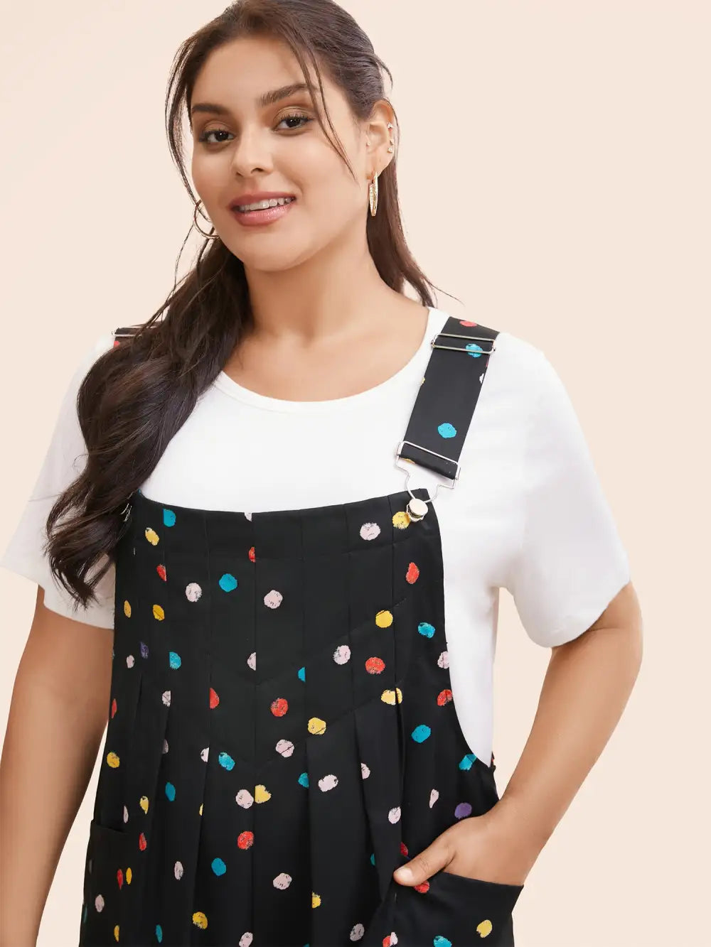 Painted Polka Dot Adjustable Straps Jumpsuit