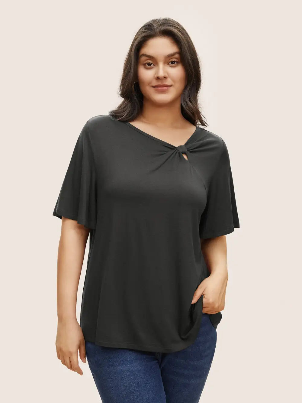 Supersoft Essentials Twist Front Asymmetrical Neck T-Shirt