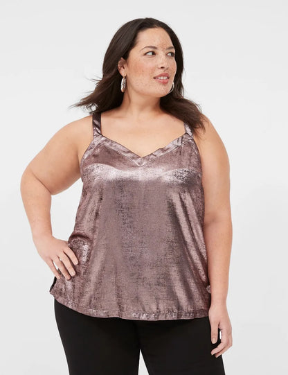 Relaxed V-Neck Satin Slip Cami