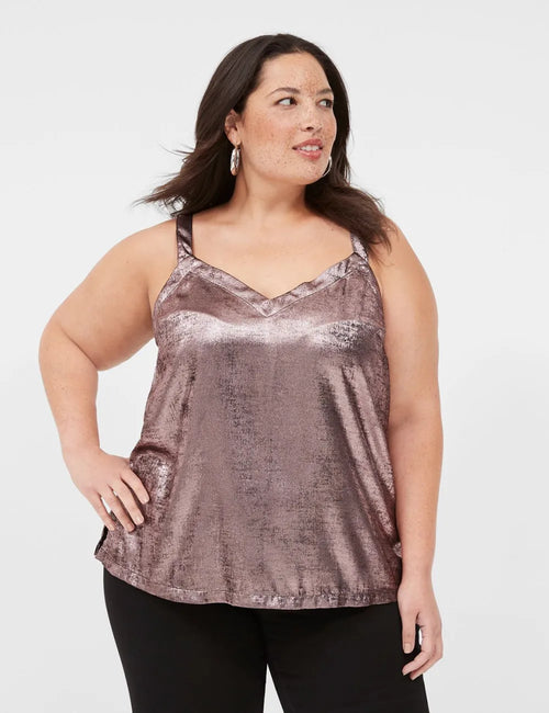 Relaxed V-Neck Satin Slip Cami