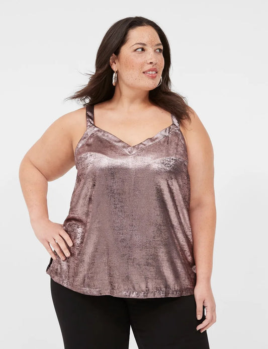 Relaxed V-Neck Satin Slip Cami