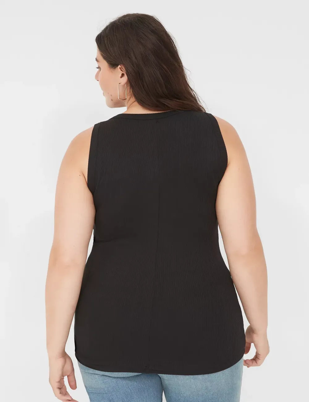 Fitted High-Neck Ribbed Tank