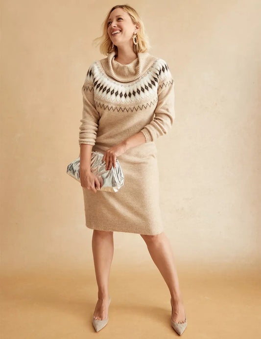 Lurex Fair Isle Sweater Dress