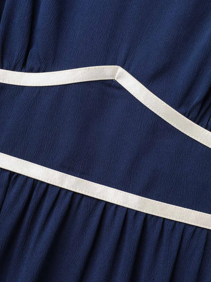 Textured Stretchy Waist Milkmaid Style Midi Dress