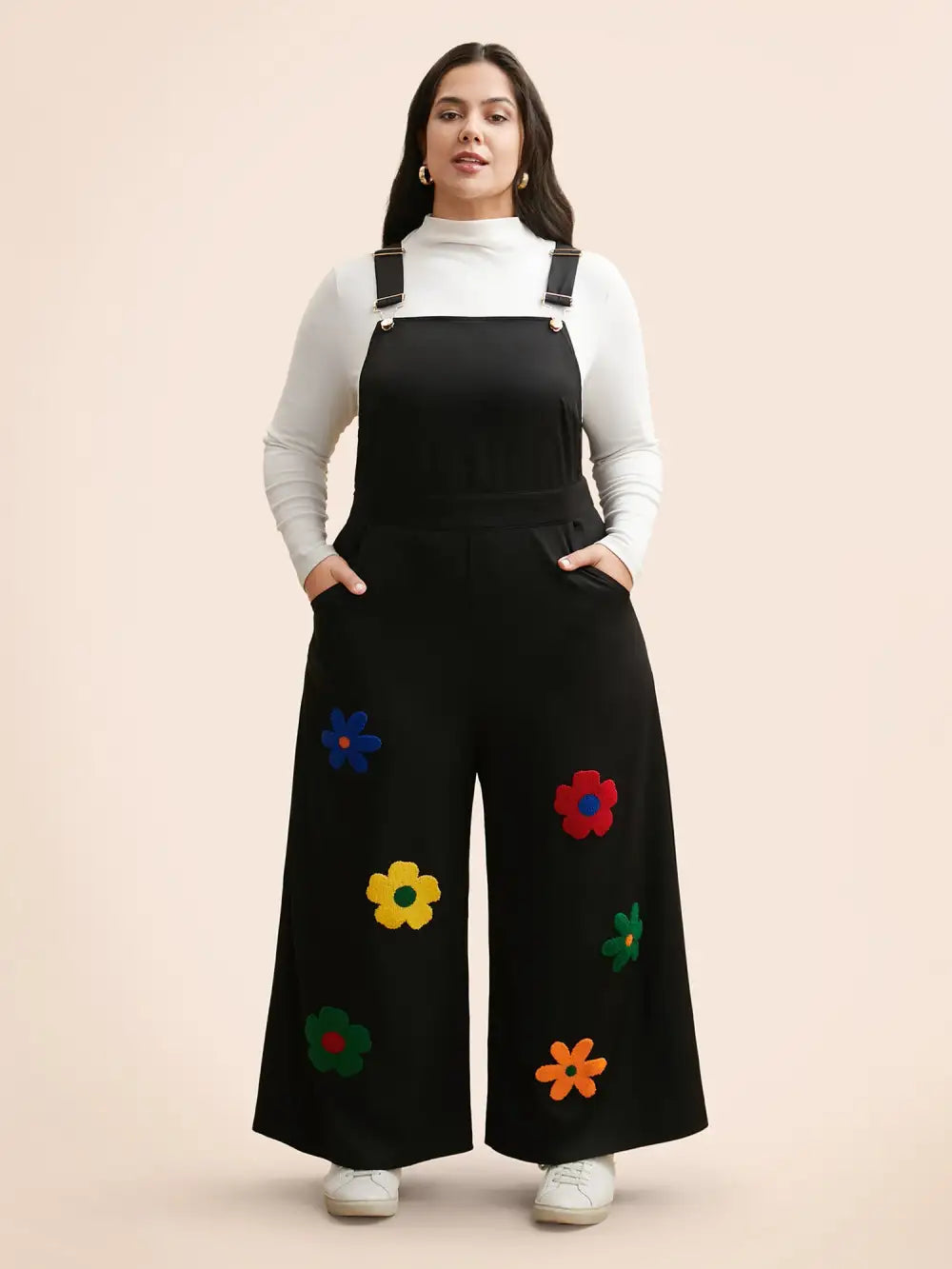 Floral Towel Embroidered Loose Jumpsuit