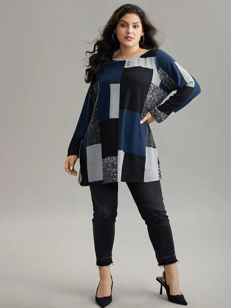 Colorblock Contrast Round Neck T-Shirt