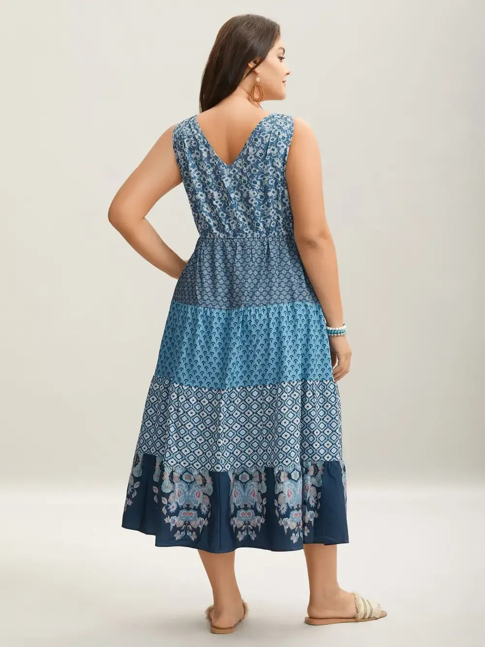 Bandana Patchwork Floral Sleeveless Dress