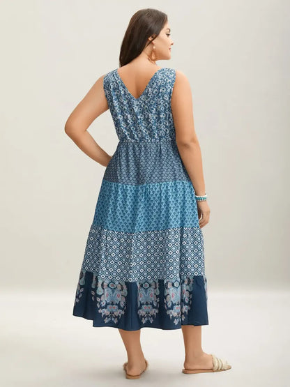Bandana Patchwork Floral Sleeveless Dress