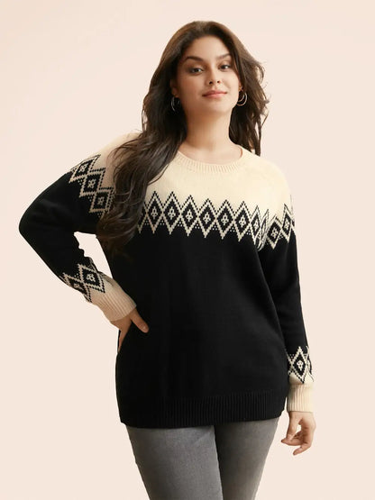 Bandana Geometric Raglan Sleeve Pullover