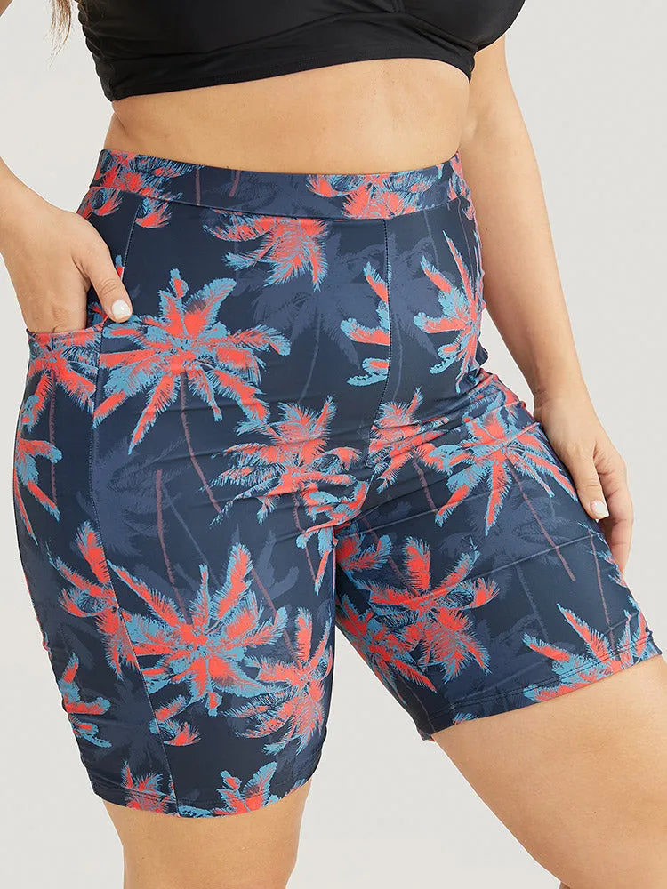 High Waist Pocket Side Swim Shorts