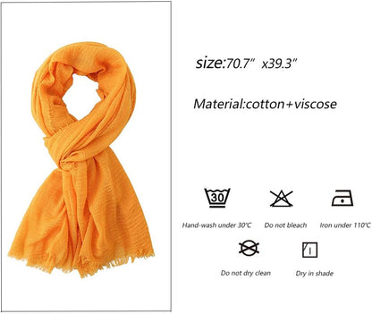 Soft Cotton Hemp Scarf Wrap Long Hijab Scarves for Women