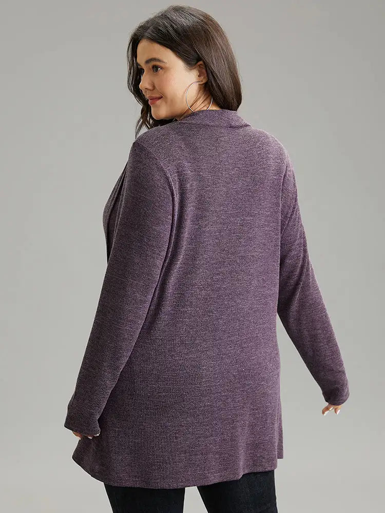 Plain Heather Cowl Neck Button Detail Sweatshirt