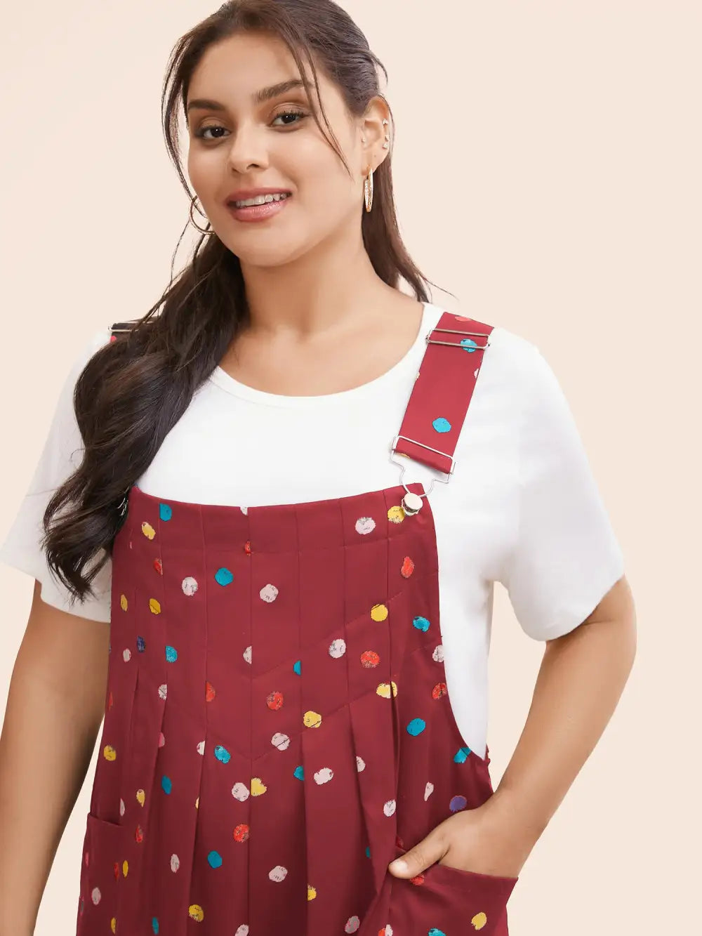 Painted Polka Dot Adjustable Straps Jumpsuit