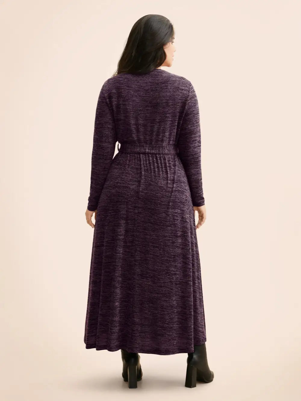 Round Neck Heather Belted Dress