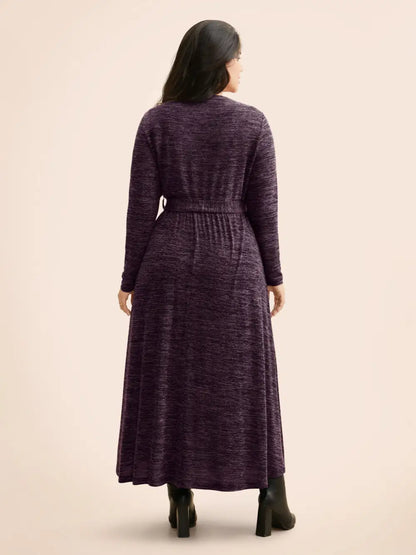 Round Neck Heather Belted Dress