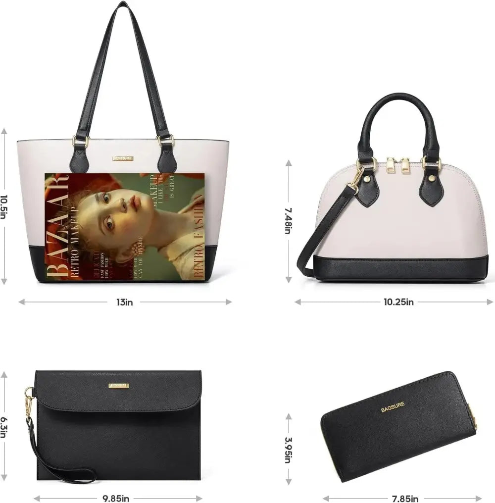 4PCS Women Fashion Handbags Purses Wallet Tote Shoulder Bags