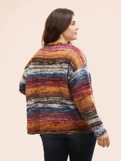 Ombre Open Front Curved Hem Cardigan