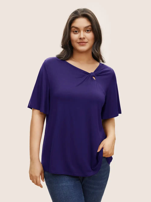 Supersoft Essentials Twist Front Asymmetrical Neck T-Shirt