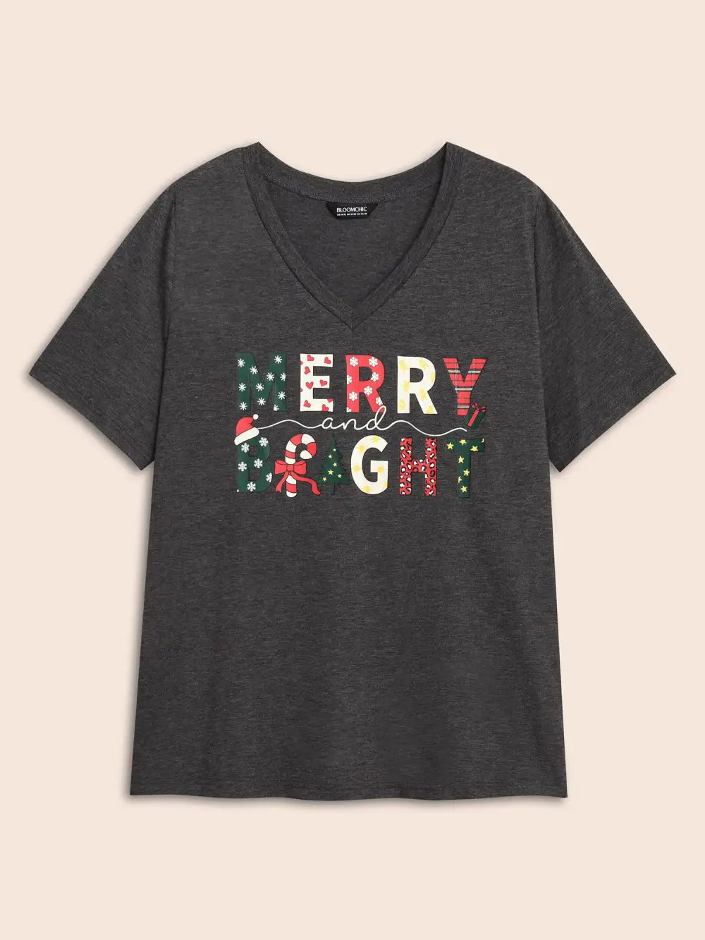 Merry & Bright Slogan Slim-Fit Tee